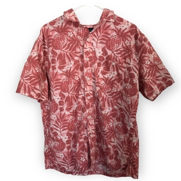Croft and barrow 100% cotton light pink tropical print button down shirt - Picture 1 of 10